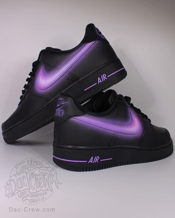 کفش اسپرت کاستوم کتونی ایرفورس air force طرح Purple Lightning نایک nike