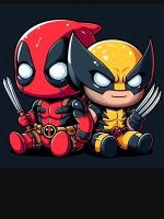 Deadpool Wolverine chibi Long T-Shirt