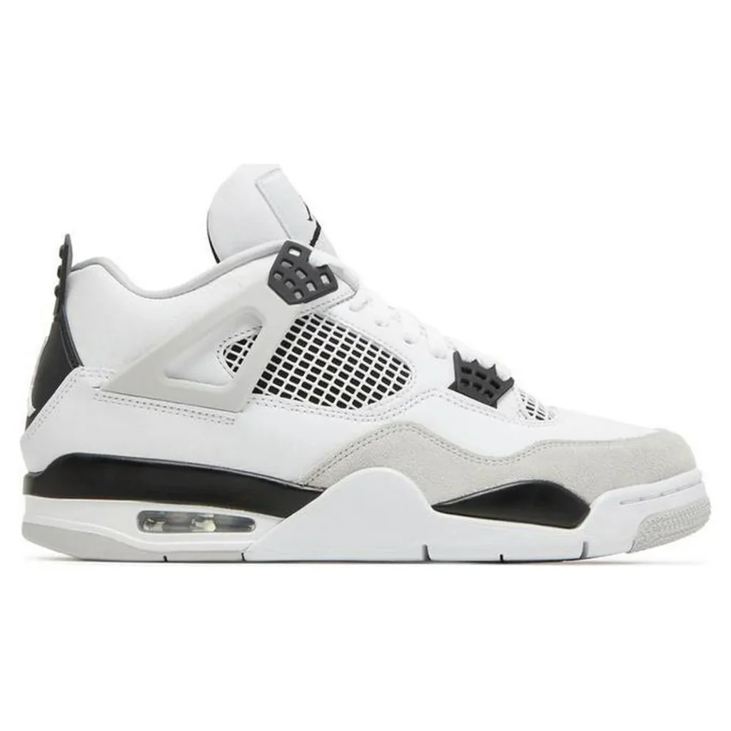 کتونی جردن ۴ سفید و مشکی رترو اصل | ساقدار Nike air jordan 4